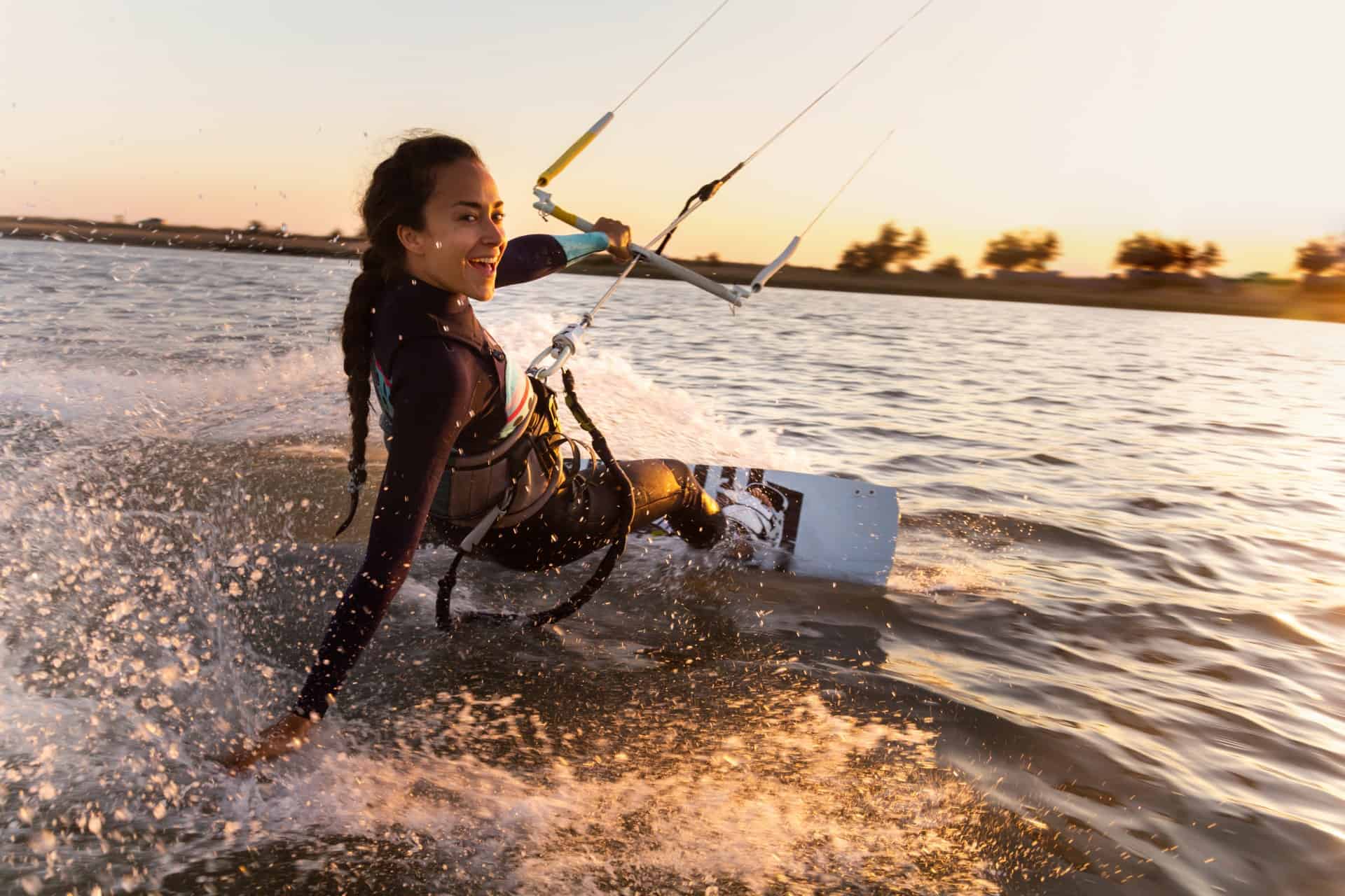 Woman windsurfing