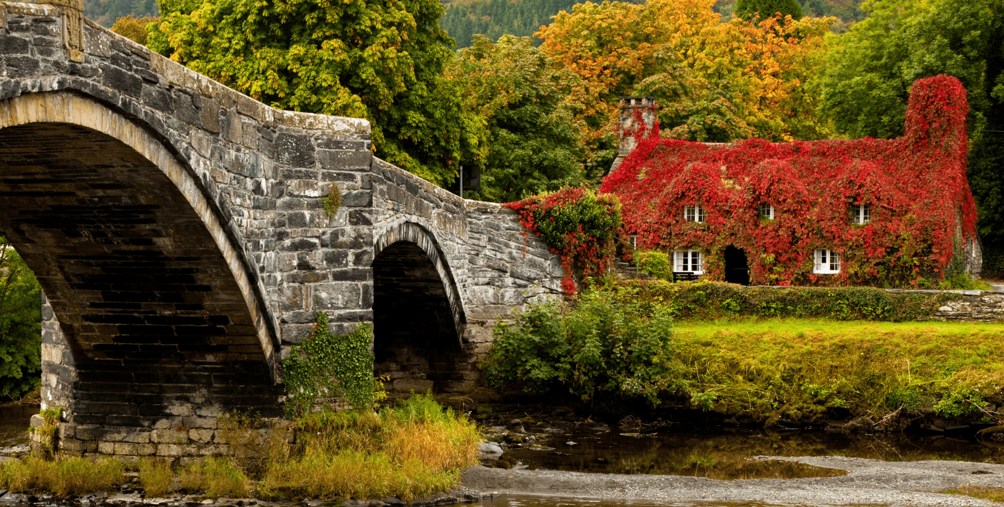 bridge and house in wales