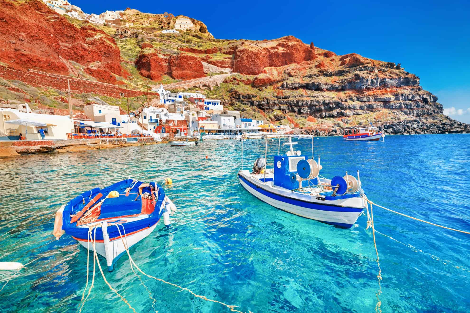 santorini Greece boats