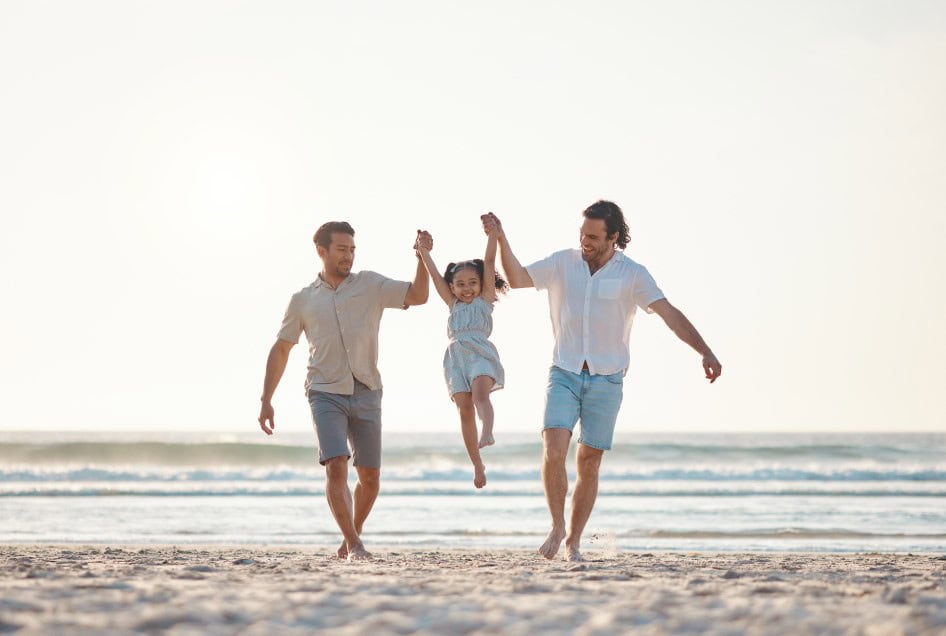Gay couple with their daughter