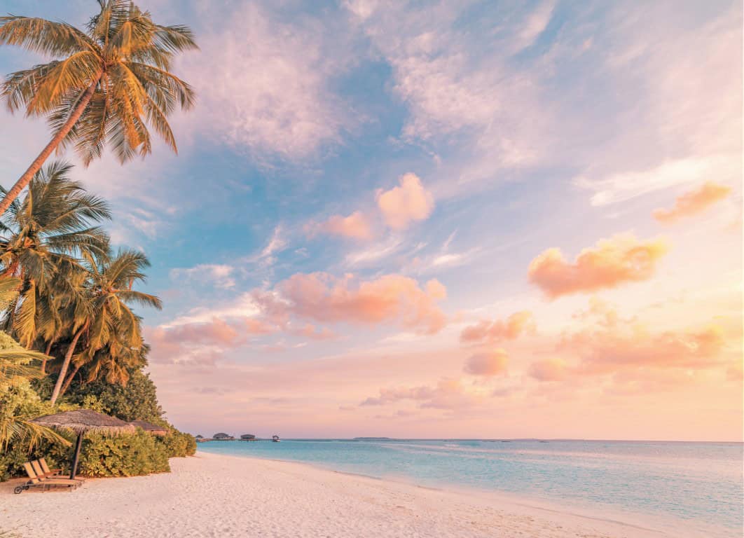 Sunset over the beach in tropics