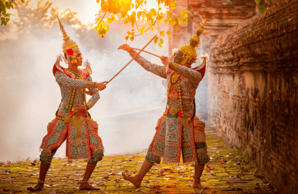 Thailand Dancing in Masked Khon in Literature Ramaya