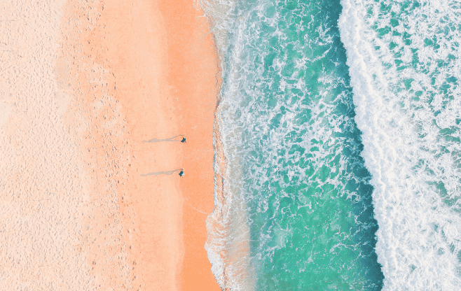 Air view of beach and sea