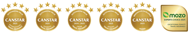 2025 most awarded travel insurance company - canstar mozo wemoney