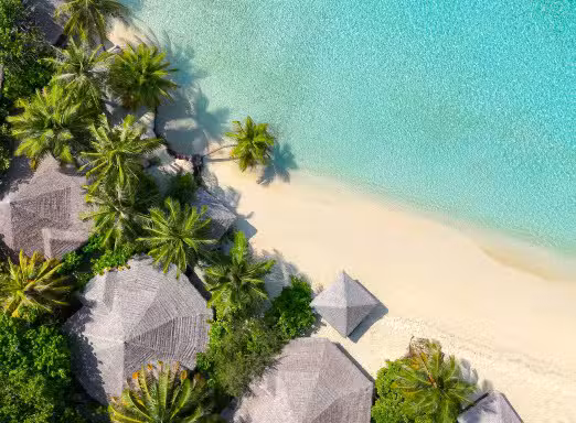 Huts on the beach shore